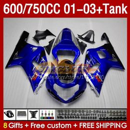 OEM Fairings & Tank For SUZUKI GSXR-750 GSXR600 750CC K1 GSXR750 01 02 03 152No.48 600CC GSXR 750 600 CC 2001 2002 2003 GSXR-600 01-03 Injection Mould Fairing blue glossy