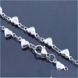 Anklets 22Cm Stainless Steel Peach Heart Anklet Love Women Fashion Jewelry Anklets Sliver Simplicity Versatile 1 5Rx Q2 Drop Delivery Dhvhy