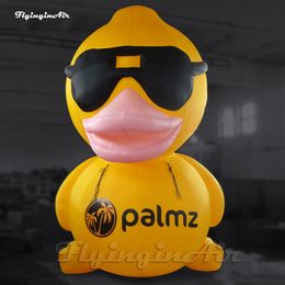 Outdoor Giant Advertising Inflatable Rubber Duck Balloon 6m Yellow Air Blow Up Cartoon Duck Model With Sunglasses For Park Decoration