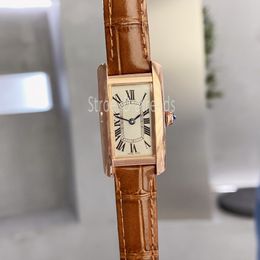 Top Fashion Quartz Watch Women Gold Silver Dial Rhinestone Bezel Classic Rectangle Design Wristwatch Ladies Elegant Leather Strap Clock 1530