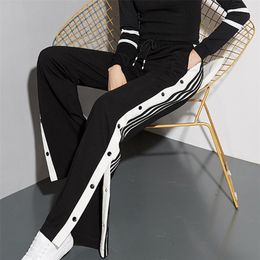 Women's Pants Capris QNPQYX Vintage Women Joggers Sweatpants Casual Split fork Pants Women Stripe Hip Hop Sweat Pants Streetwear Button Trousers 220915