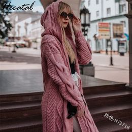 Women's Knits Tees Heeatal Pink Cardigan Woman Sweaters Long Winter Sweater Plus Size Winter Clothes for Women Long Sleeve Knit Women Sueter Mujer 220915