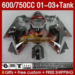 OEM Fairings & Tank For SUZUKI GSXR-750 GSXR600 750CC K1 GSXR750 01 02 03 152No.44 600CC GSXR 750 600 CC 2001 2002 2003 GSXR-600 01-03 Injection Mould Fairing dark red stock