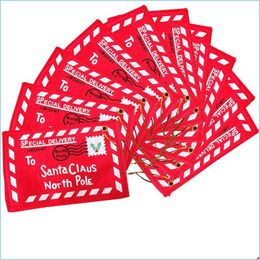 Christmas Decorations To Santa Claus Red Christmas Greet Envelope Pendant Decor Bags Xmas Girl Gifts Cards School Wedding Home Access Dha9T