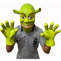 Party Masks Green Shrek Latex Masks Glove Movie Cosplay Prop Adult Animal Party Mask for Halloween Party Costume Fancy Dress Ball 220915