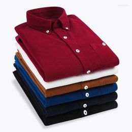 Men's Casual Shirts Winter Men Corduroy Shirt Slim Long Sleeved Button Collar Smart Comfortable Warm Plus Size 5XL