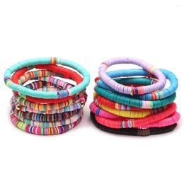 girl beads UK - Strand Boho Multicolor Polymer Clay Heishi Beads African Summer Stretch Bracelet Women Girl Trendy Colorful Discs Surf Jewelry Present