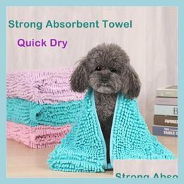 Dog Grooming Fiber Grooming Pet Bath Towel Dog Cat Bathrobe Strong Water Absorption Blanket For Large Medium Small Quick Drying Drop Dhvsc