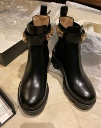 Winter Fashion Brand Women Ankle Boot with Crystals Belt Black Calf Leather Embroidered Bees & Stars Lug Sole Platform Booties Lady Walking