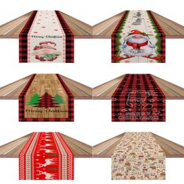 Table Runner linen Christmas Faceless Gnome Elk Tree snowman printed bed table runner flag cloth cover Elf Dwarf tablecloth decor 220914