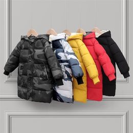 Down Coat Winter childrens cotton padded jacket thickened long sleeve hooded for boys and girls 220915