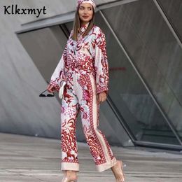 Woman Print Shirt Suit 2022 Spring Fashion Elegant Ladies Pants Set Lady Vinatge Beach Suits Two Pieces Sets