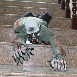 Party Decoration Scary Halloween Crawling Ghost Electronic Creepy Bloody Zombie with LED Eye Prop 667A 220915