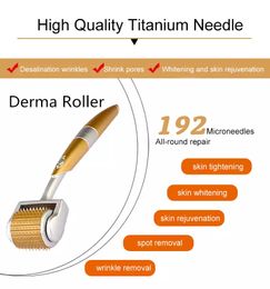 Gold 192 Pins Derma Roller Titanium Tips 0.3mm 0.25mm 0.2mm Length Titaniums MesoRoller for Body Face Treatment Microneedle Dermaroller