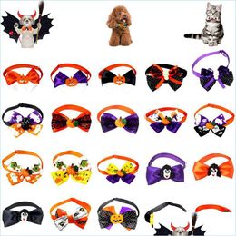 Dog Apparel Pet Dog Cat Necklace Adjustable Strap Collar Accessories Halloween Bow Tie Puppy Ties Supplies Drop Delivery 2021 Home Gar Dh2Nt