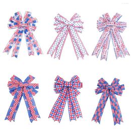 Party Decoration 4th Of July Hair Bows Elastic Hairband Ties Bobbles Girls 30 50 CM Stripes Bowknot USA Flag Festival Hairgrip Kids