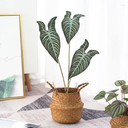 Decorative Flowers Simulation Green Plant Leaf Fake Flower Potted Interior Decoration Floor Design Creative Bedroom Decor Home Accessories