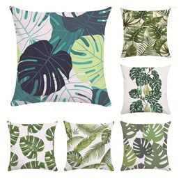 Pillow Green Leaf Cover 18x18 Inch Plush Pillowcase Decorative Sofa S Pillowcover Home Decor Blue Cases