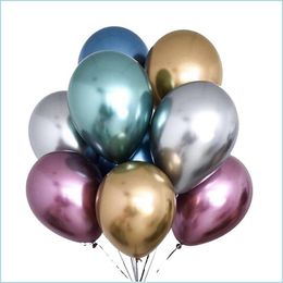 Party Decoration 12 Inch Glossy Decoration Metal Pearl Latex Balloons Thick Chrome Metallic Colours Inflatable Air Balls Wedding Birth Dhaut