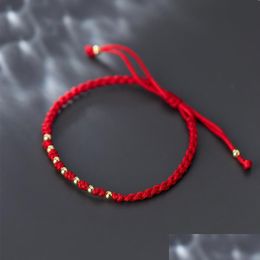 Beaded Strands Red Thread For Hand 925 Sterling Sier Womens Bracelet String Rope Bracelets Women Gold Drop Delivery 2021 Jewellery Dhse Dhkf5