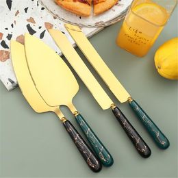 Bakeware Tools Cake Knife Shovel Server Set Stainless Steel Gold Plated Blades Pie Serving For Birthday Anniversaries Parties Drop