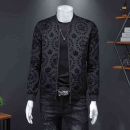 Men's Jackets Crown Vintage Jacket Men 2021 Spring New Mens Korean Slim Jacket Men Club Outfit Bomber Black Print Jacket Men Jaqueta Masculina T220914