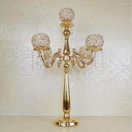 Party Decoration Europe Style 76cm Tall Wedding Candelabra Centrepiece 5-arms Crystal Candle Holder Table Centrepieces