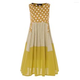 Casual Dresses Loose Sleeveless Off Shoulder Vintage Tank Dress Retro Elegant Baggy Summer Beach Boho Print Long Women's Yellow