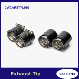 One Piece Carbon Fibre Glossy Silver Rear Tail Exhaust Pipe Muffler Nozzles For BMW M Series Universal Muffler Tips