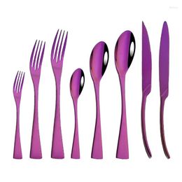 Dinnerware Sets Purple 18/10 Stainless Steel Tableware Cutlery Set Flatware Knife Fork Coffee Spoon Party Kitchen Silverware