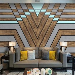 Wallpapers Modern Minimalist Wood Plank Technology Sense Geometric Custom Mural Wallpaper For Home Decor 3D Wall Paper Office Bedroom