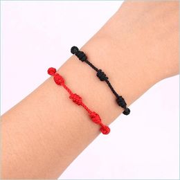 Charm Bracelets Red Rope Bracelet Reds String Knot Lucky Love Coupple Bracelets Adjustable Size Gift For Lovers 2928 Q2 Drop Delivery Dhfud