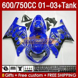 OEM Fairings & Tank For SUZUKI GSXR-750 GSXR600 750CC K1 GSXR750 01 02 03 152No.52 600CC GSXR 750 600 CC 2001 2002 2003 GSXR-600 01-03 Injection Mould Fairing blue black blk