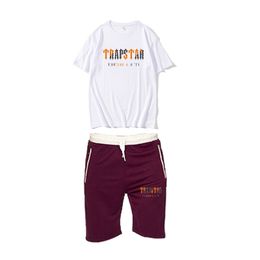 23SS Men Trapstar t Shirt Short Sleeve Print Outfit Chenille Tracksuit Black Cotton London Streetwear Classic design 69ess