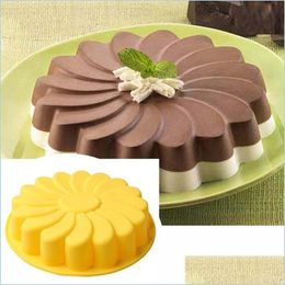 Cake Tools Diy 3D Fondant Sile Cake Molds Sunflower Baking Dish Bakeware Cookie Mod Pastry Decorating Tool Kitchen Accessories Drop D Dhvyp