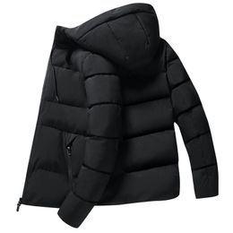 Men's Down Parkas de alta qualidade jaqueta de inverno homens engrossam o casaco de capuz comprido e com capuz sólido, jaquetas de homem do homem de presente