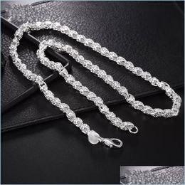 Chains Plated Sier 20 Inch 5Mm Twisted Rope Chain Necklace For Women Man Fashion Wedding Charm Jewellery 236 W2 Drop Delivery 2021 Neck Dheh4