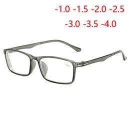 Sunglasses Frames Ultralight Square Myopia Glasses With Degree Retro Student Short-sighted Eyewear Transparent Grey Frame Diopter -1.0 -1.5