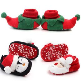 Wollanlily Baby Boys Girls Christmas Santa Claus Cozy Slippers Winter Warm Toddler Infant Snow Boots Shoes 