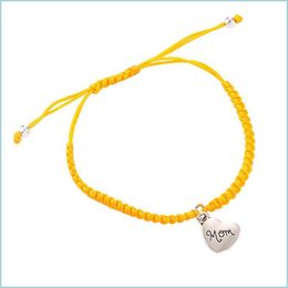 Link Chain Handmade Heart Mom Charm Bracelets Colorf String Woven Bracelet For Fashion I Love You Lucky Jewelry 3629 Q2 Drop Delivery Dhac1