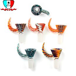 Smoking Accessories Coloured Glass Bowl Herb Holder with 14mm Male Joint Smoke Accessories 31mm Dia 68mm Height for Water Pipe Dab Rig Bong