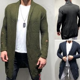 Men's Wool Blends Green Cardigan Sweater Men Cardigan Long Autumn Streetwear Coat Slim Fit Long Sweater Coat Fashion Trends Coat Arrival 220915