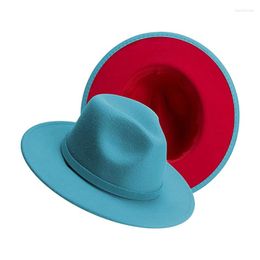 Berets Winter Patchwork Felt Wide Brim Fedora Hats For Women Men Fascinator Hat Casual Wild Jazz Panaman Wholesale