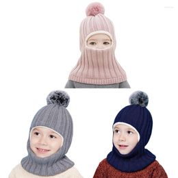 Hats 3 Colours Knitted Beanie Hat Scarf One-piece Winter Thermal For Babies Infant