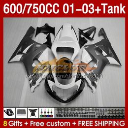 Injection Mold Fairings & Tank For SUZUKI GSXR750 GSXR-750 GSXR600 750CC K1 2001 2002 2003 152No.100 600CC GSXR-600 01-03 GSXR 750 600 CC 01 02 03 OEM Fairing grey white blk