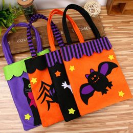 Halloween Candy Bag Pumpkin Handbag Witches Ghost Black Cat Gift Tote Bags Non-woven Cartoon Storage Pouch Festival Handbags Decoration 6 Color
