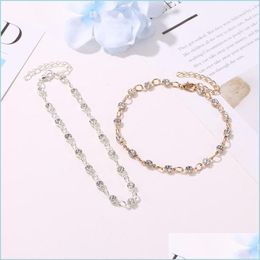 Anklets Simplicity Anklet Transparent Temperament Jewelry Circar Flash New Crystal Fashion Woman Ankles Bracelet Beach Foot Ornament Dhux1