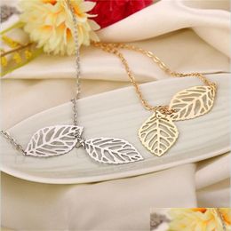 Pendant Necklaces Necklaces Pendants 925 Sier Plated Leaves Pendant Valentines Day Gift Fashion Korean Pretty Long 105 O2 Drop Delive Dhrn4