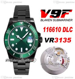 V9F BLAKEN VR3135 Automatic Mens Watch PVD Steel Black Ceramic Bezel Green Dial OysterSteel Bracelet Super Edition Same Series Card Puretime A1