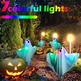 Party Decoration 3Pcs Halloween Outdoor Ghost Pile Glowing Yard Lawn Skeleton Props 220915